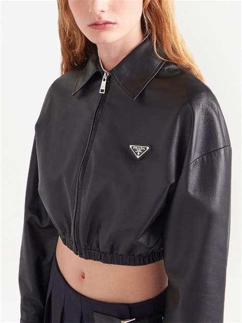 leather jacket prada|Prada distressed leather jacket.